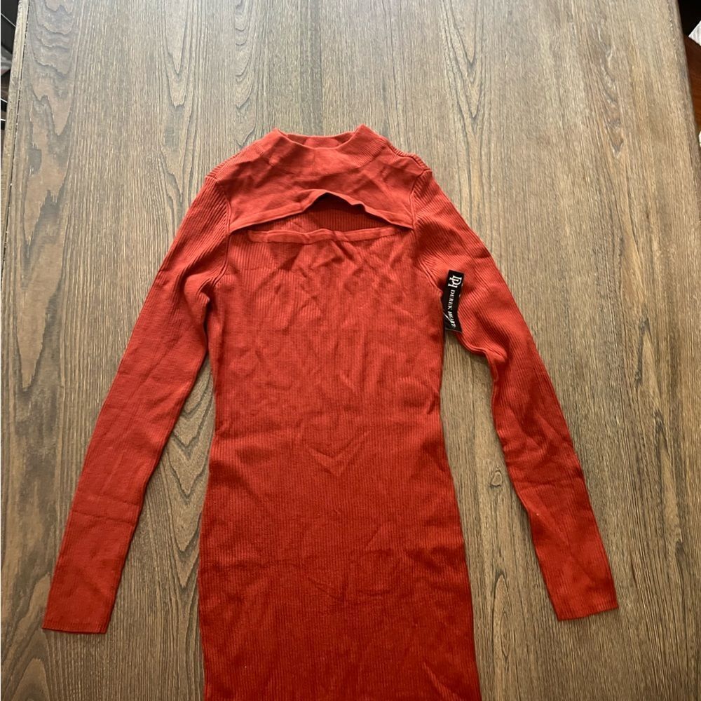 NWT Derek Heart Rust Red Long Sleeve Bodycon Dress Size L - Picture 2 of 9